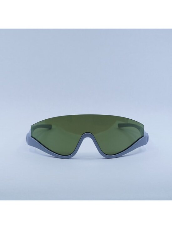 Gucci GG1650S 011 Sunglasses Grey Silver Shield Frame, Green Mirror Lenses main image 7
